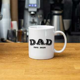 Caneca Pai Estabelecido Novo Pai Ano Tipografia