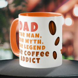 Caneca Pai Homem Mito Lenda Viciado em Café Pai Engraçado