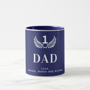 Caneca Pai marinho azul nomes brancos crianças
