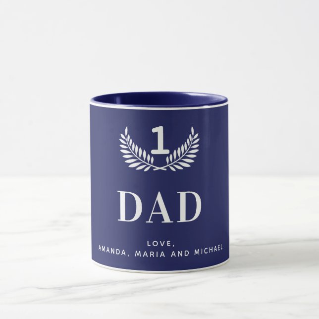 Caneca Pai marinho azul nomes brancos crianças (Centro)