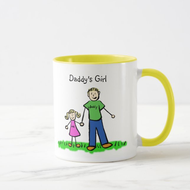 Caneca Pai Menina Desenhando Loura (Personalizar) (Direita)