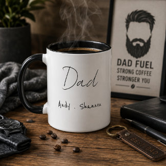 Caneca Pai Moderno | Nomes dos Filhos Script Dia dos Pais