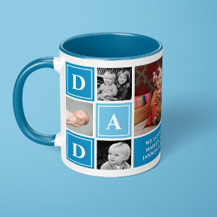 Caneca Pai Nós Te Amamos Azul Claro Colagem de Fotos Pers