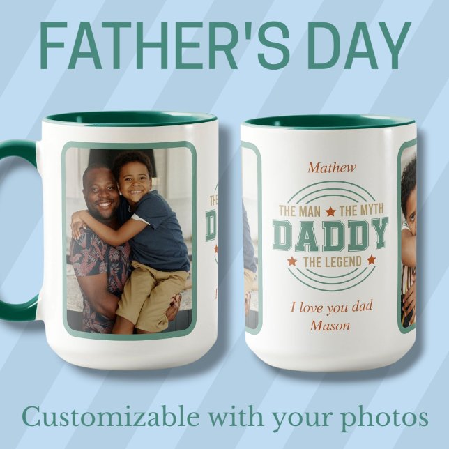 Caneca Pai, o Dia de os pais de fotos personalizadas da l (Daddy, the legend custom photos Father's Day Mug)