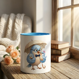 Caneca Pai Pássaro Acolhendo seus Filhotes