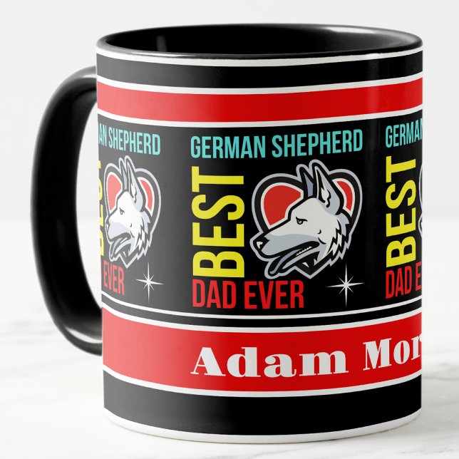 Caneca Pai personalizado de melhor German shepherd nunca (Criador carregado)