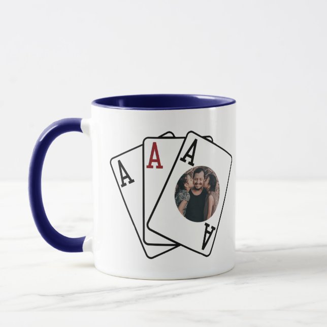 Caneca Pai Poker Três Aces Foto-Frame Mug Gift (Esquerda)