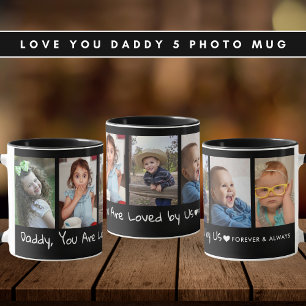 Caneca Pai que você é amado por nós 5 Colagem de Fotos Pr