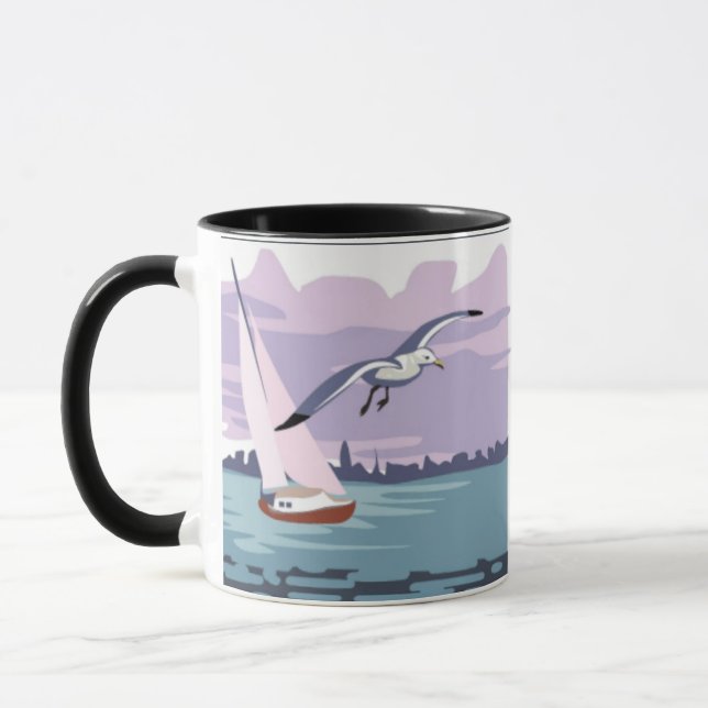 Caneca "PAI" Sailboat Ringer Mug (Esquerda)