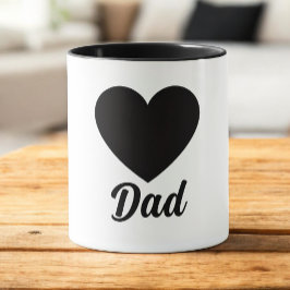 Caneca Pai - Tipografia Clássica de Coração Preto