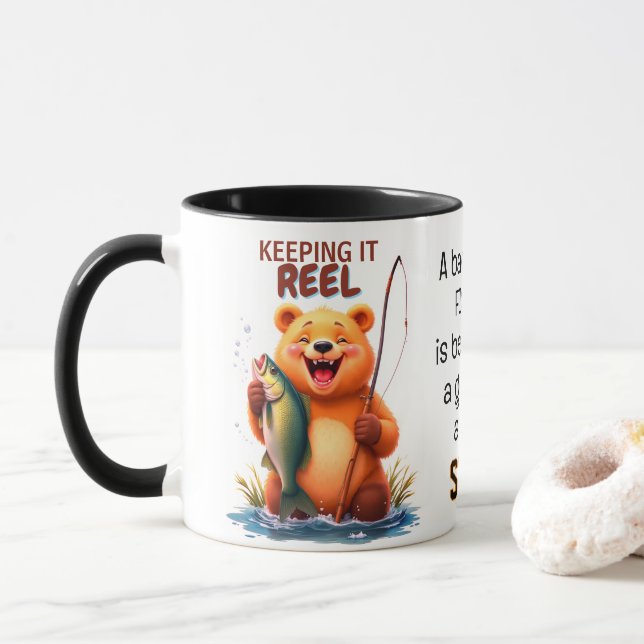 Caneca Pai Urso Pescador Pega Peixe  (Com Donut)