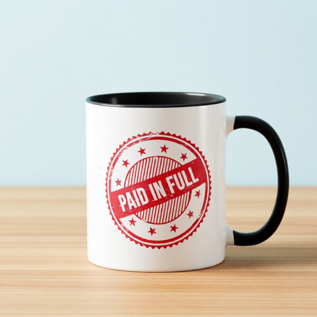 Caneca Paid in Full Distressed Stamp Coffee Mug (Criador carregado)