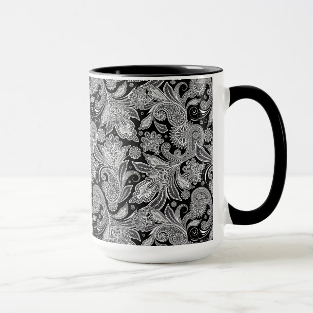 Caneca Painel de Ornamentados Preto e Branco 2 (Direita)