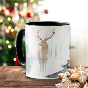 Caneca País das maravilhas do inverno do veado e dos
