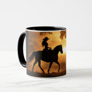 Caneca País de Cowgirl Cavalgada Ocidental