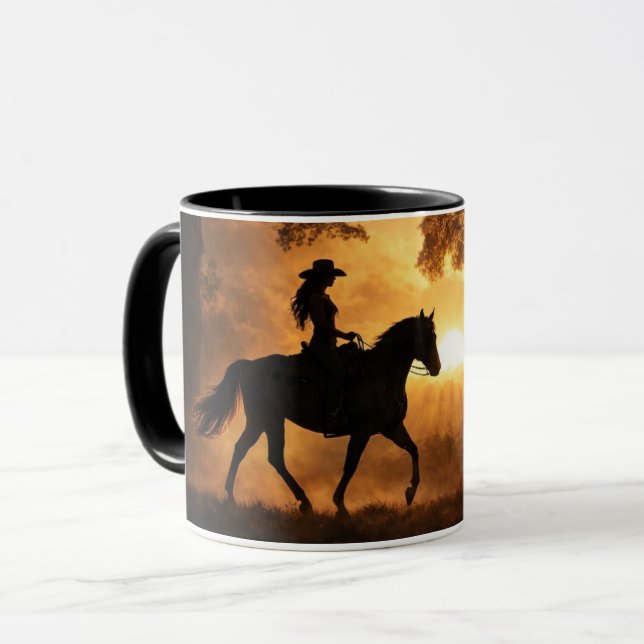 Caneca País de Cowgirl Cavalgada Ocidental  (Frente Esquerda)