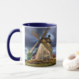 Caneca Paisagem bonita do moinho de vento nos Países Bai