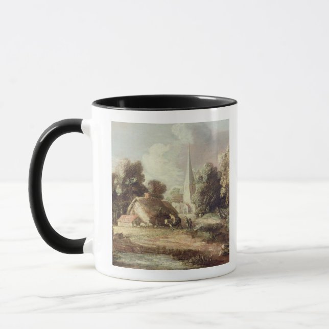 Caneca Paisagem com uma igreja, casa de campo, aldeões e (Esquerda)