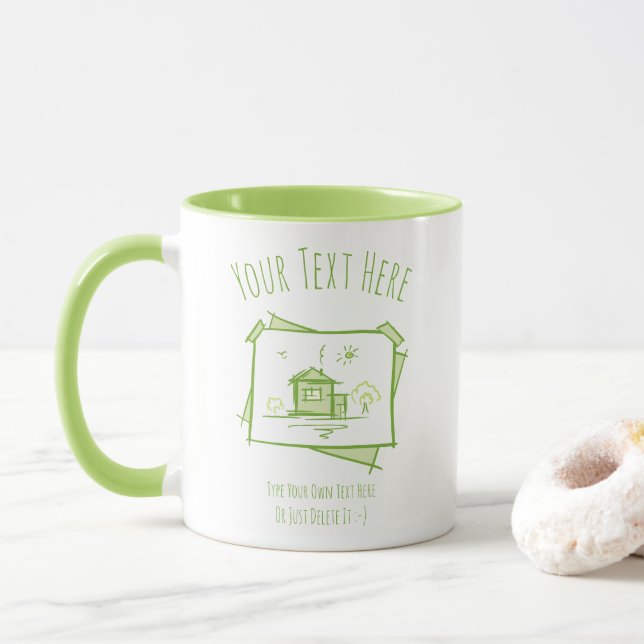 Caneca Paisagem da Casa. Modelo de Presente Imobiliário (Com Donut)
