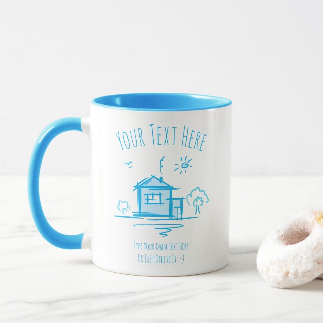 Caneca Paisagem da Casa. Modelo de Presente Imobiliário (Com Donut)
