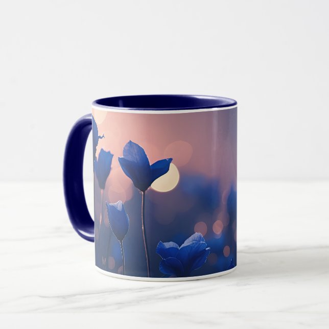 Caneca Paisagem de Fantasia de Montanha Baixa Poli (Frente Esquerda)