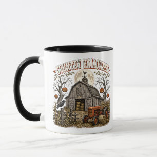Caneca Paisagem de Halloween de Abóbora de Celeiro de Tra