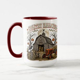 Caneca Paisagem de Halloween de Abóbora de Celeiro de Tra