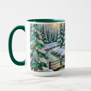 Caneca Paisagem de Inverno em Vidro Pintado Ponte de Pinh