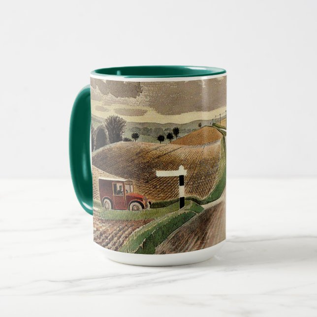 Caneca Paisagem de Wiltshire, pintura de arte  (Frente Esquerda)