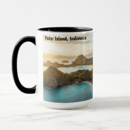 Caneca Paisagem do Pôr do Sol na Ilha de Padar em Tela