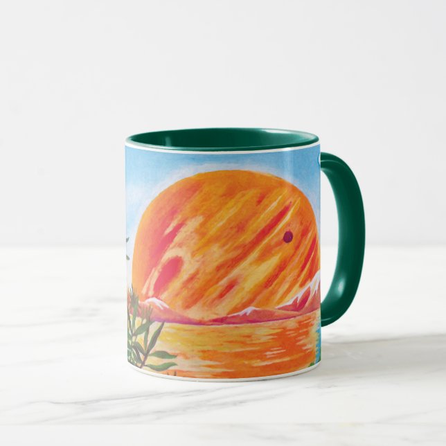 Caneca Paisagem em Europa - Pintura Ficção Científica da  (Frente Esquerda)