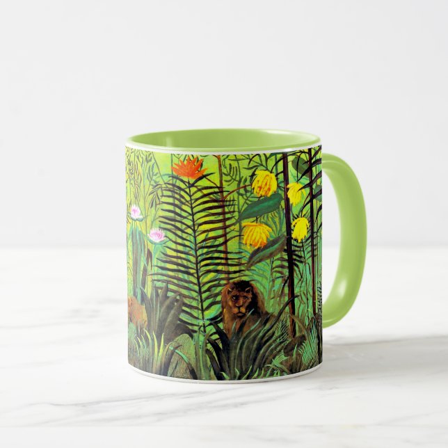 Caneca Paisagem Exótica com Leão e Leão, (Frente Esquerda)