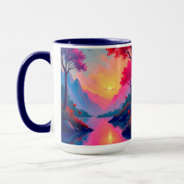 Caneca Paisagem Fantástica das Montanhas do Pôr do Sol Pa