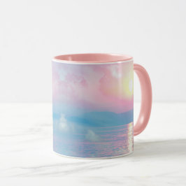 Caneca Paisagem mágica no pôr do sol rosa