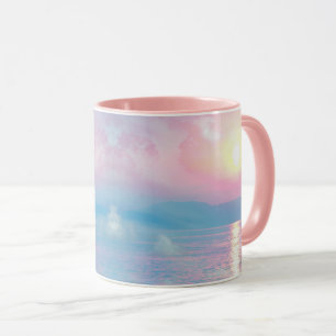 Caneca Paisagem mágica no pôr do sol rosa