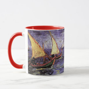 Caneca Paisagem marinha em Saintes Maries por Vincent van