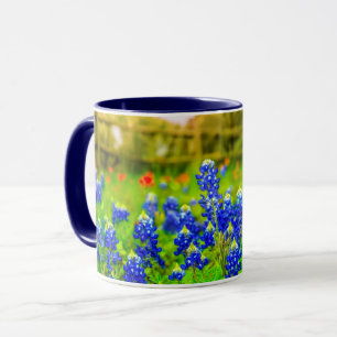 Caneca Paisagem moderna da cerca do país dos Bluebonnets