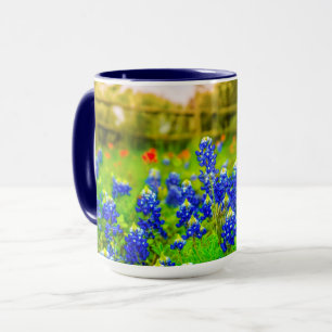 Caneca Paisagem moderna da cerca do país dos Bluebonnets