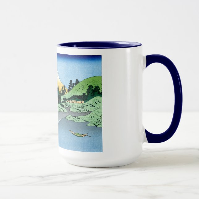 Caneca Paisagem oriental legal da opinião de Hokusai Fuji (Direita)