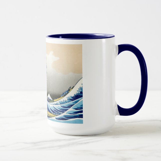 Caneca Paisagem oriental legal da opinião de Hokusai Fuji (Direita)