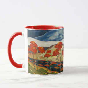 Caneca Paisagem Surrealista Modernista com Papoulas Verme