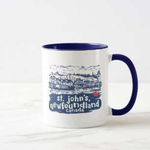 Caneca Paisagem urbana minimalista de St John's Terra Nov