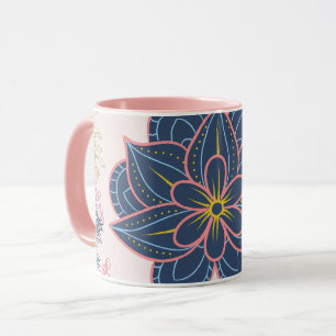Caneca Paisley Art, Blue and Purple Graphic
