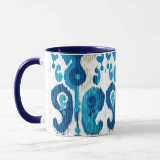 Caneca Paisley Ikat Mug com Alça Azul