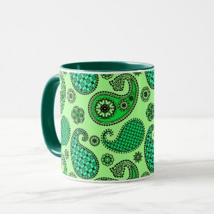 Caneca Paisley, jade e hortelã verdes