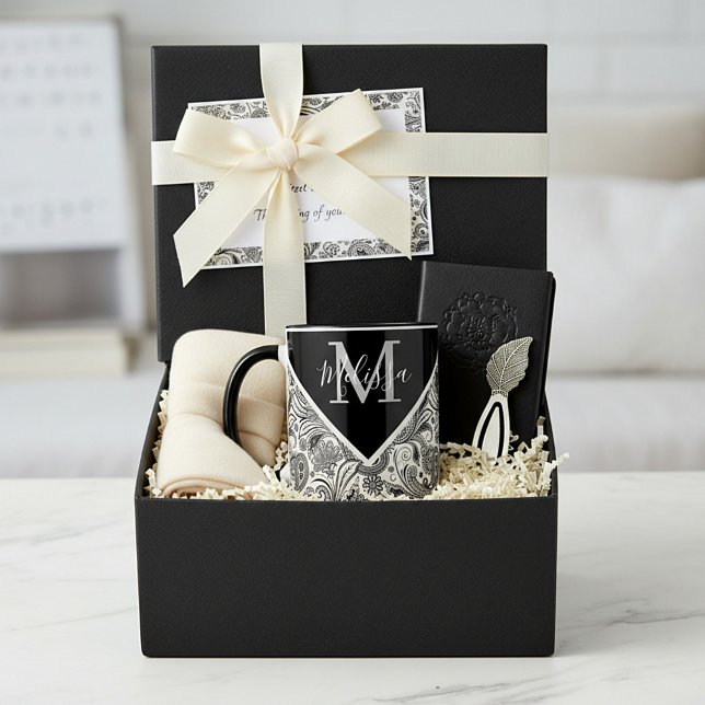 Caneca Paisley preto e branco (Criador carregado)