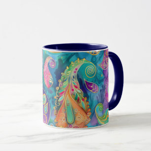 Caneca Paisley Whimsical Bonito e Vibrante