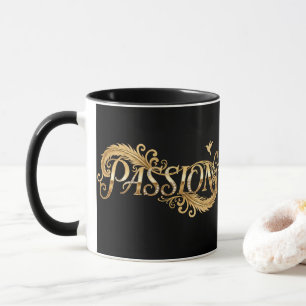 Caneca Paixão Dourada – Tipografia de Luxo Inspiradora D