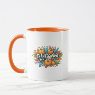 Caneca Palavra De Ação De Graças Deixa Pumpkin Mug