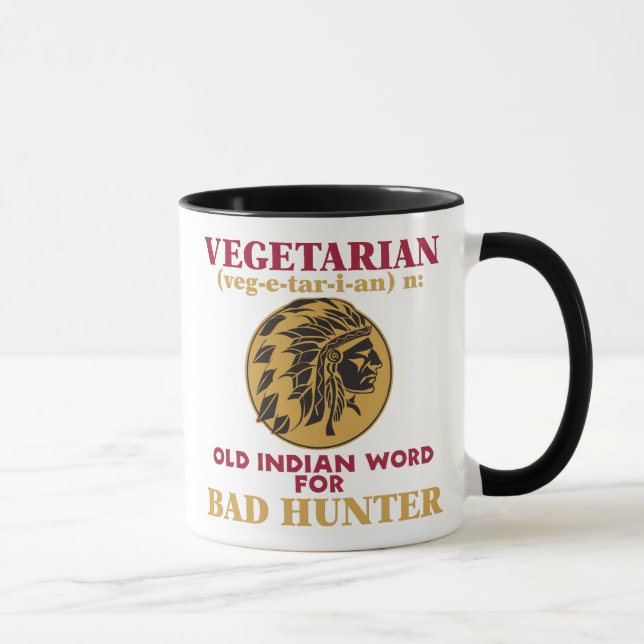 Caneca Palavra indiana velha do vegetariano para o (Direita)